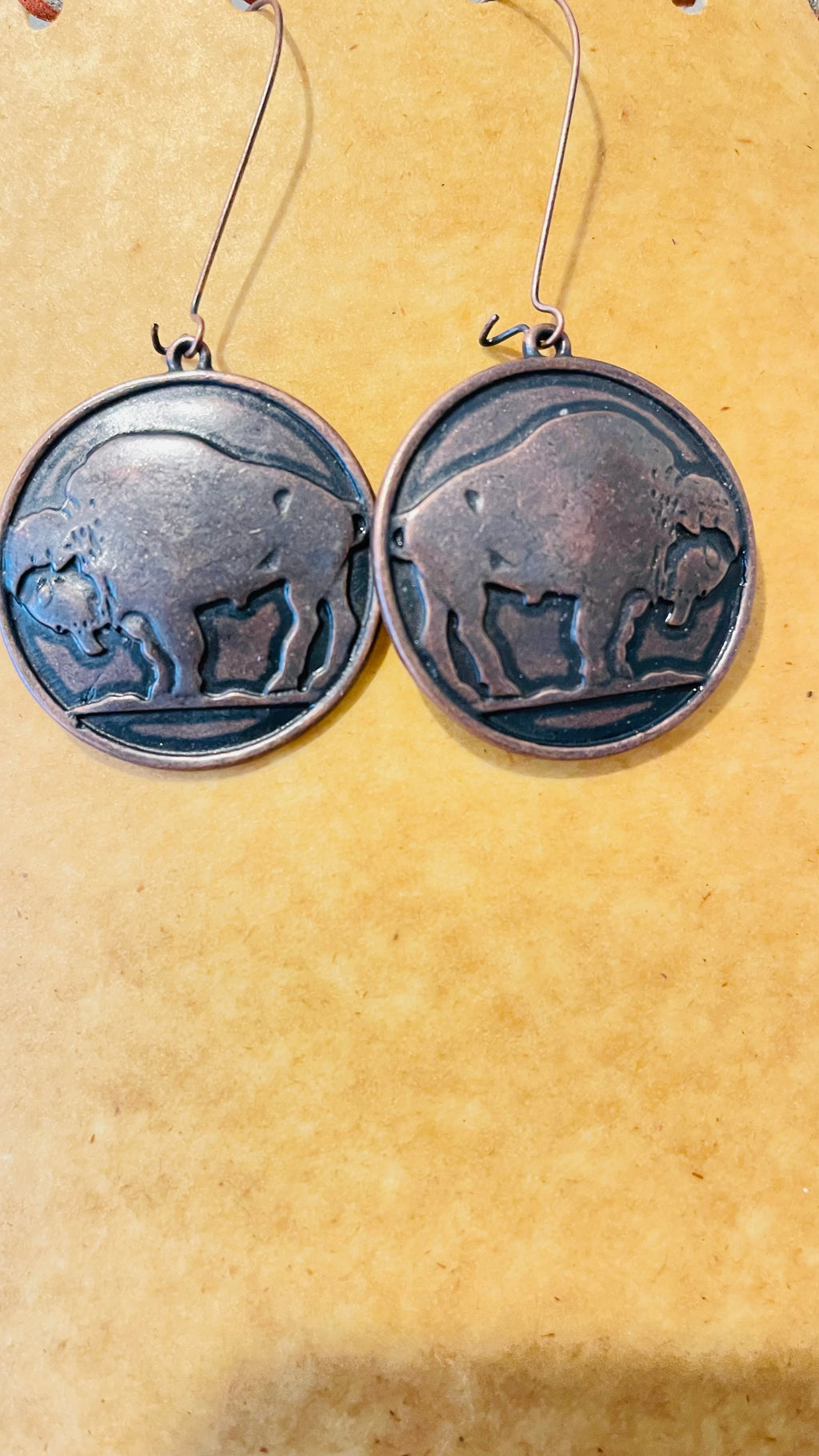 Buffalo Coin Dangle Earrings