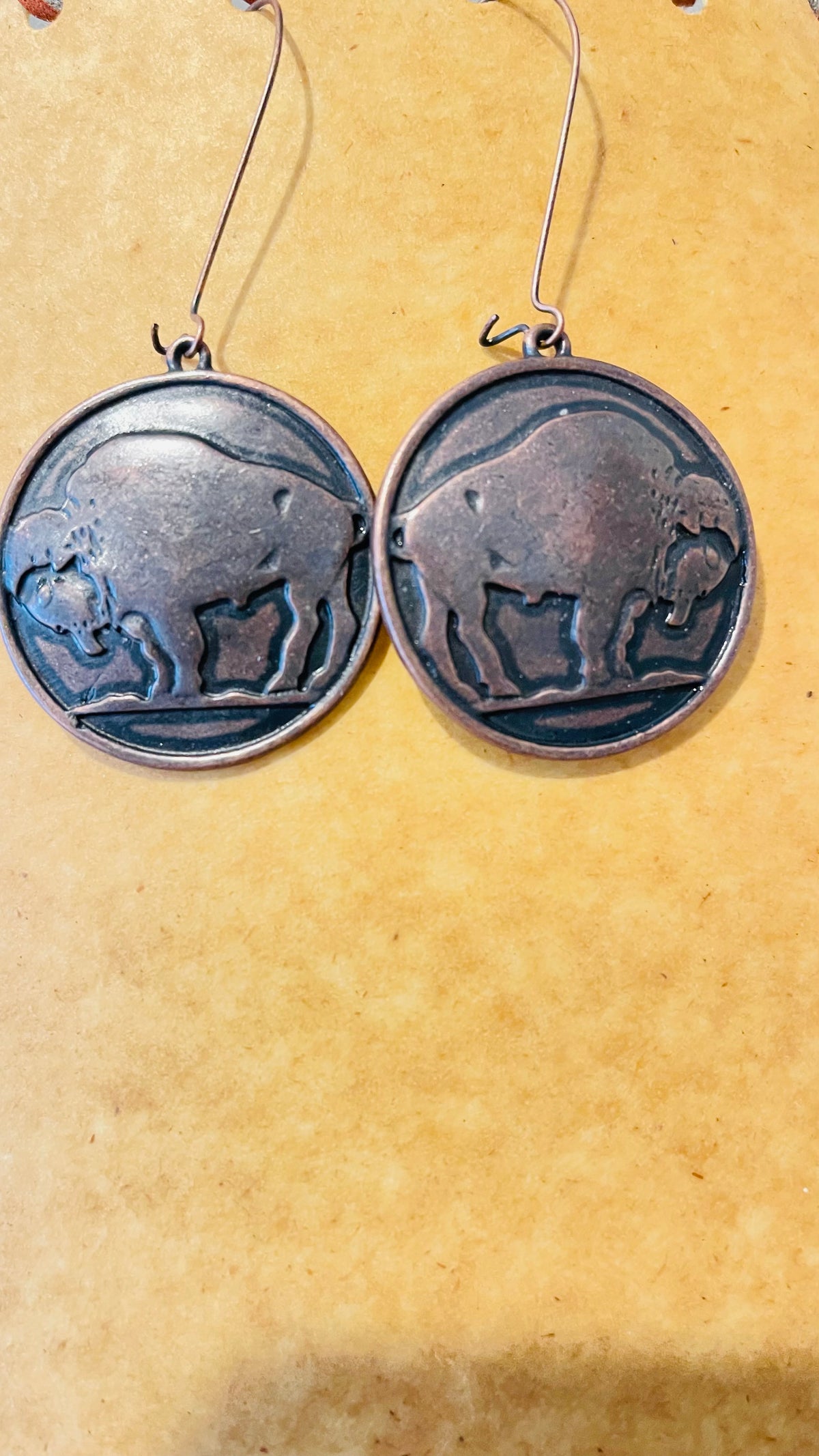 Buffalo Coin Dangle Earrings