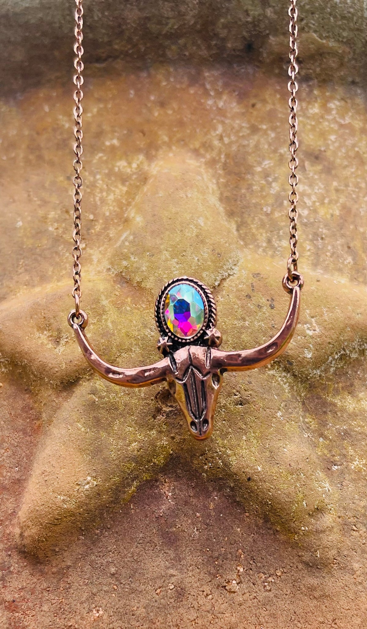 Copper Bull Head Necklace
