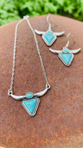 Turquoise Bull Head Necklace Set
