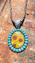 Large Sunflower Art Pendant
Turquoise Western Necklace