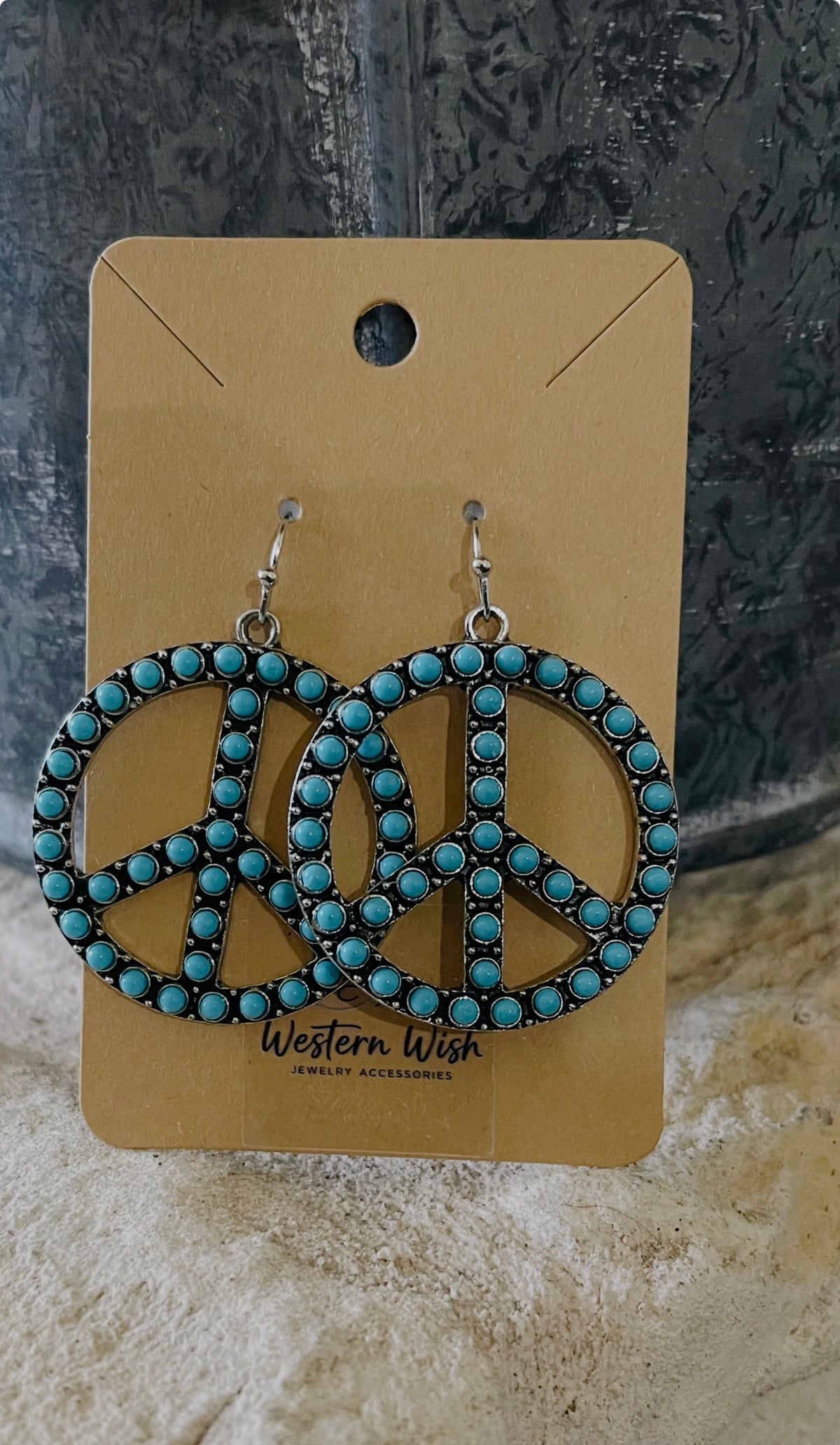 Western Turquoise Bubble
Peace Sign Earrings