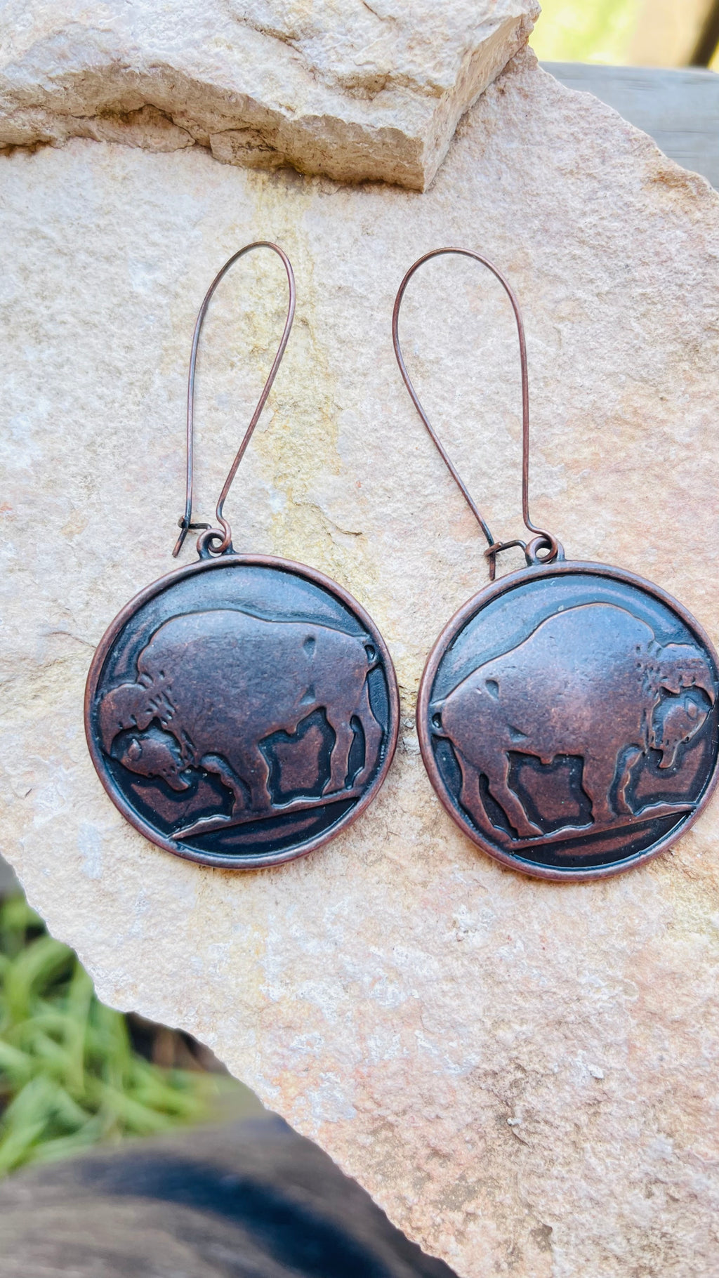 Buffalo Coin Dangle Earrings