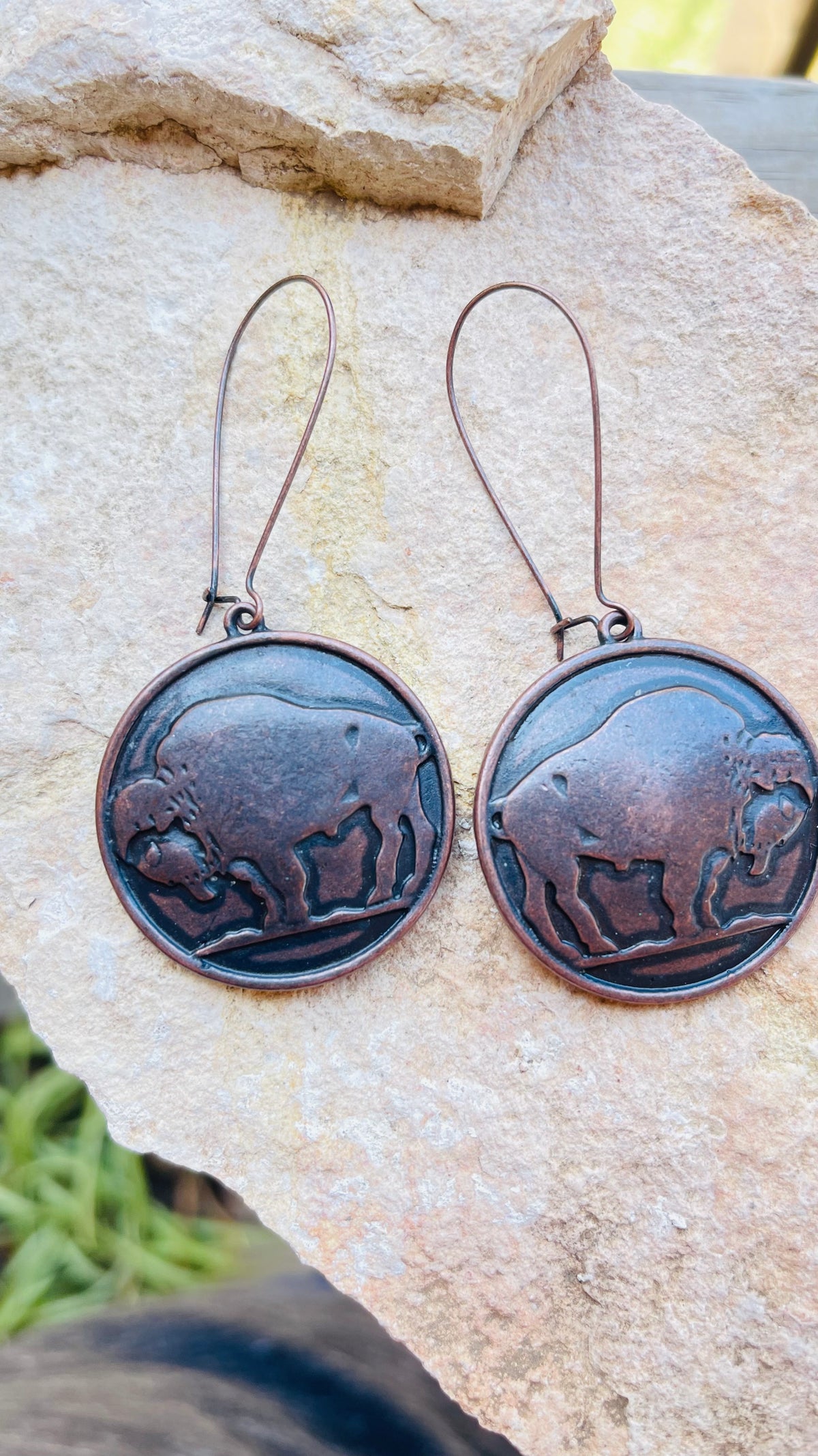 Buffalo Coin Dangle Earrings