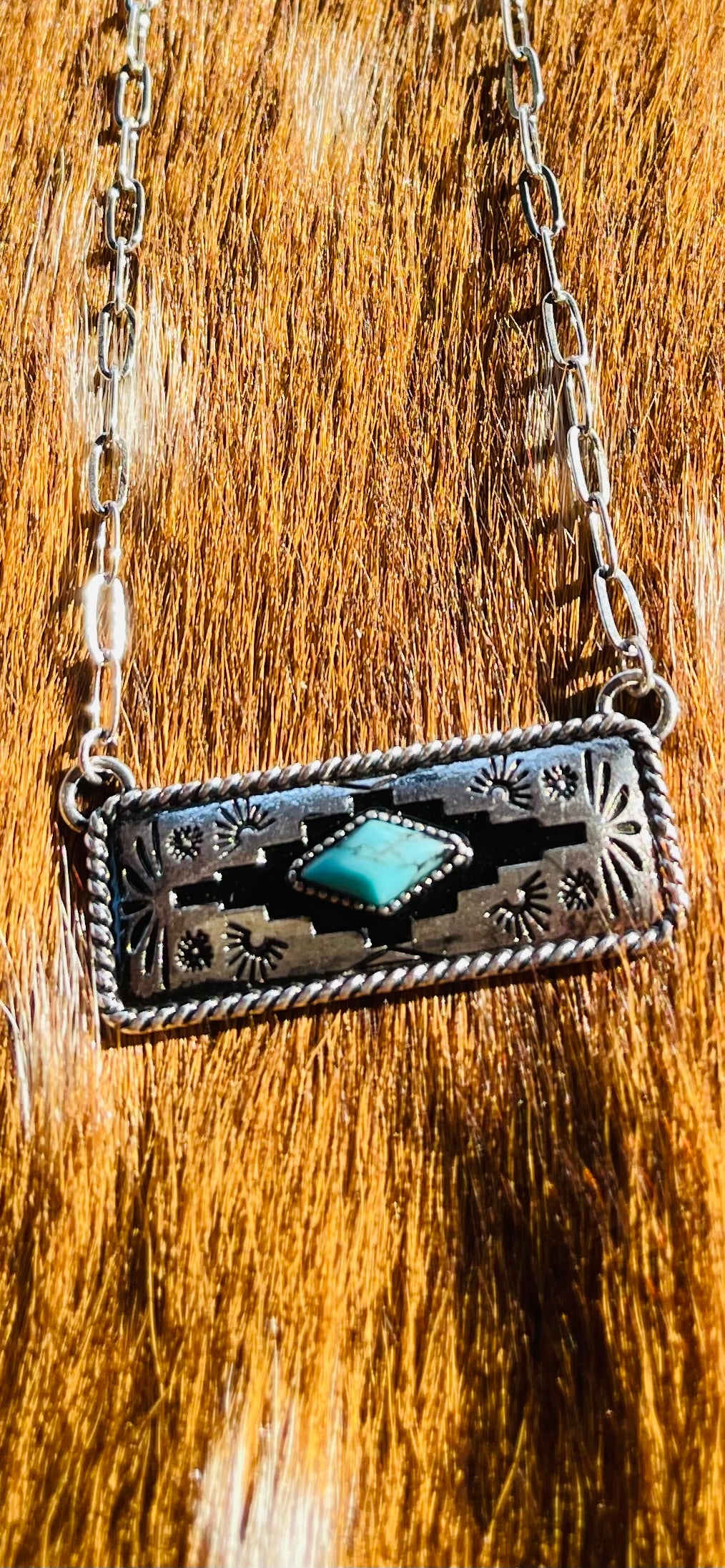 Aztec Bar Turquoise Necklace