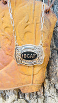 IDGAF Western Belt Buckle Necklace