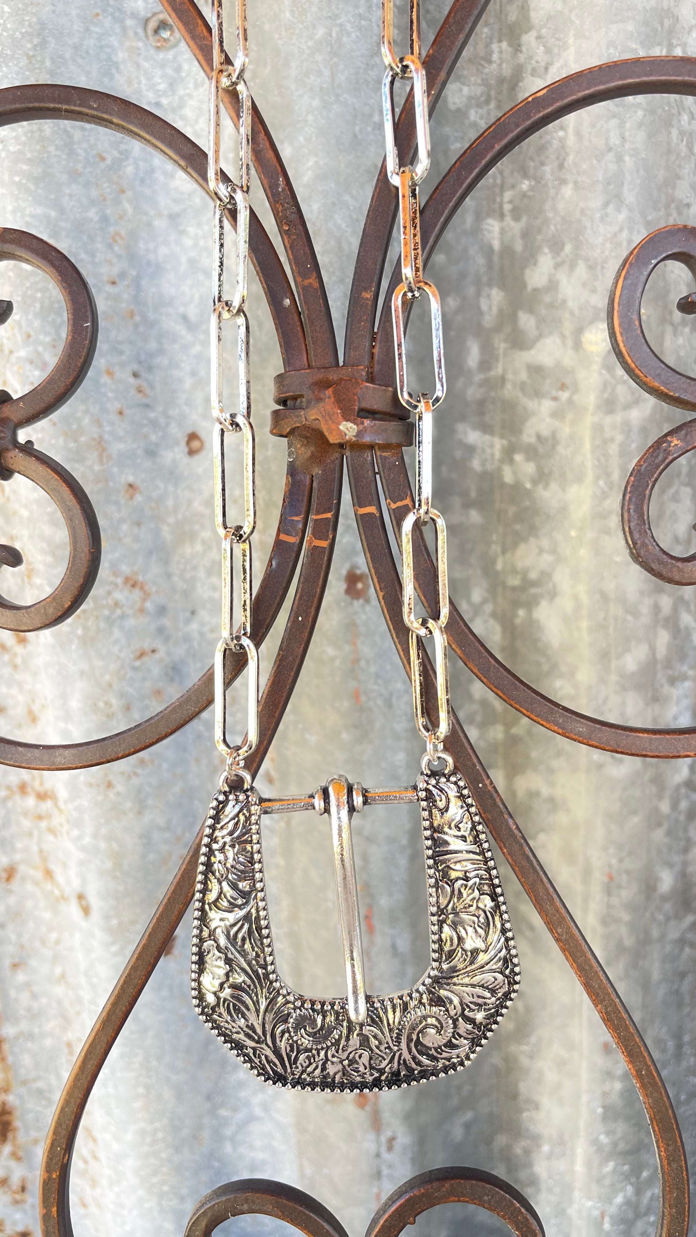 Western Large Belt Buckle Necklace