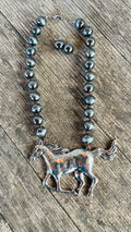 Navajo Pearl Bead Horse Necklace